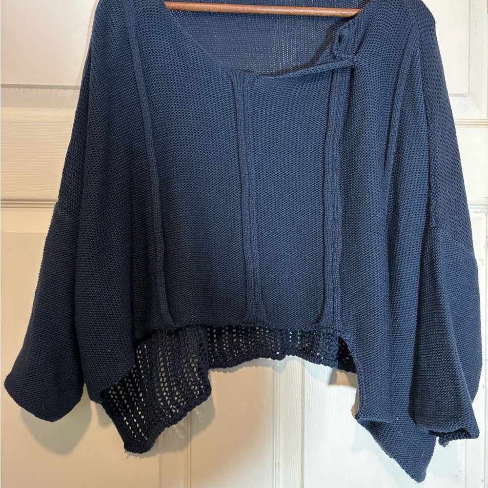 Source Unknown Deep Blue Women's Poncho Sweater